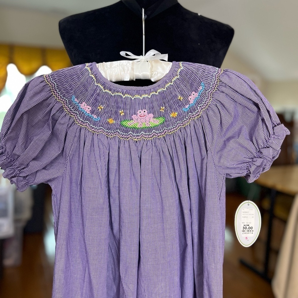 GIRLS ROSALINA SMOCKED BISHOP STYLE DRESS 5Y NWT - Picture 3 of 12